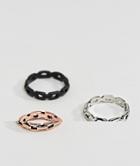 Designb Chain Band Rings In Mixed Metals Exclusive To Asos - Multi