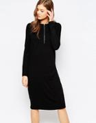 Pieces Cruna Zip Front Dress - Black