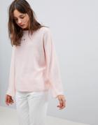 Brave Soul Mossley Fisherman Knit Sweater With Flared Sleeves - Pink