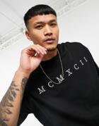 Asos Design Oversized T-shirt In Black With Roman Numeral Embroidery