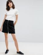 Weekday Mini Skirt With Front Zip - Black