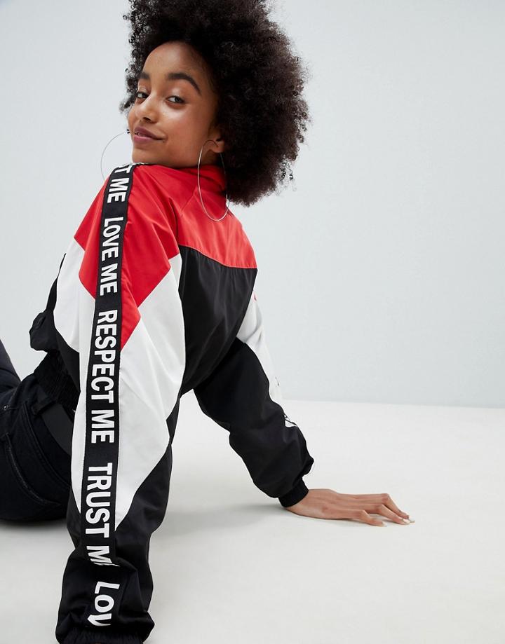 Bershka Cropped Sports Jacket In Multi Color Block - Multi