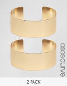 Asos Curve Pack Of 2 Minimal Cuff Bracelets - Gold