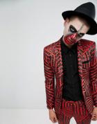 Asos Halloween Super Skinny Blazer In Red With Black Sequins - Red