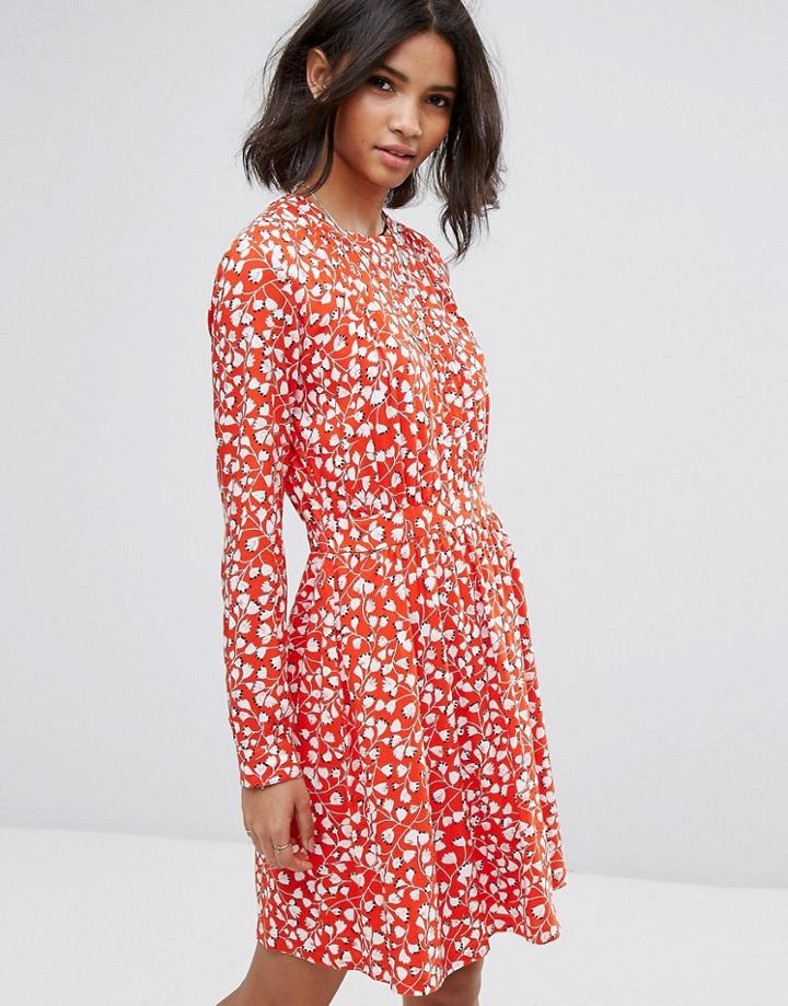 Vila Floral Printed Shift Dress - Red
