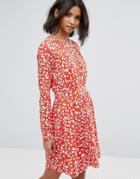 Vila Floral Printed Shift Dress - Red