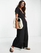 Asos Design Soft Denim Jumpsuit In Black