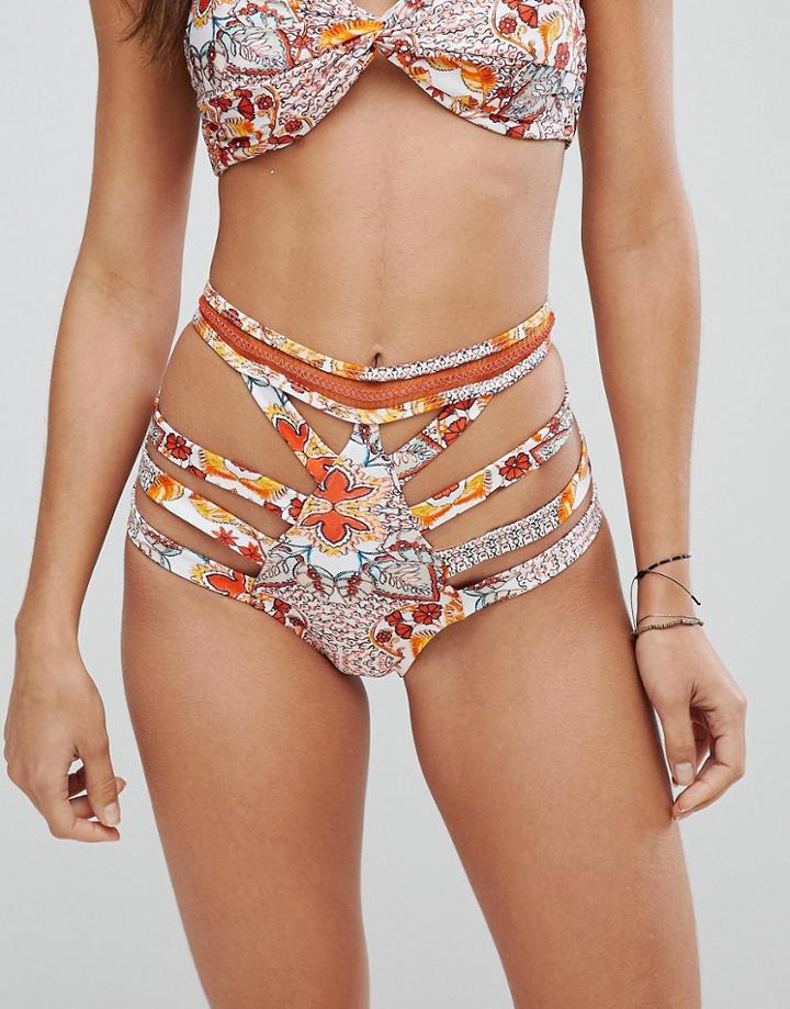 Somedays Lovin Sun Drenched High Waist Strappy Bikini Bottom - Multi