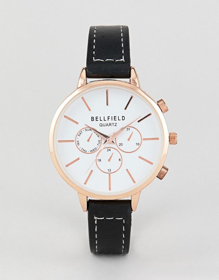 Bellfield Chronograph Watch With Gold Case And Black Strap - Gold