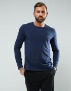 Boss By Hugo Boss Long Sleeve T-shirt In Regular Fit - Navy