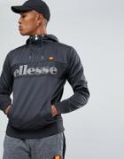 Ellesse Poly Tricot 1/4 Zip Hoodie With Logo - Gray