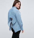 Asos Curve Stripe Shirt With Deep Cuff And Open Back - Blue