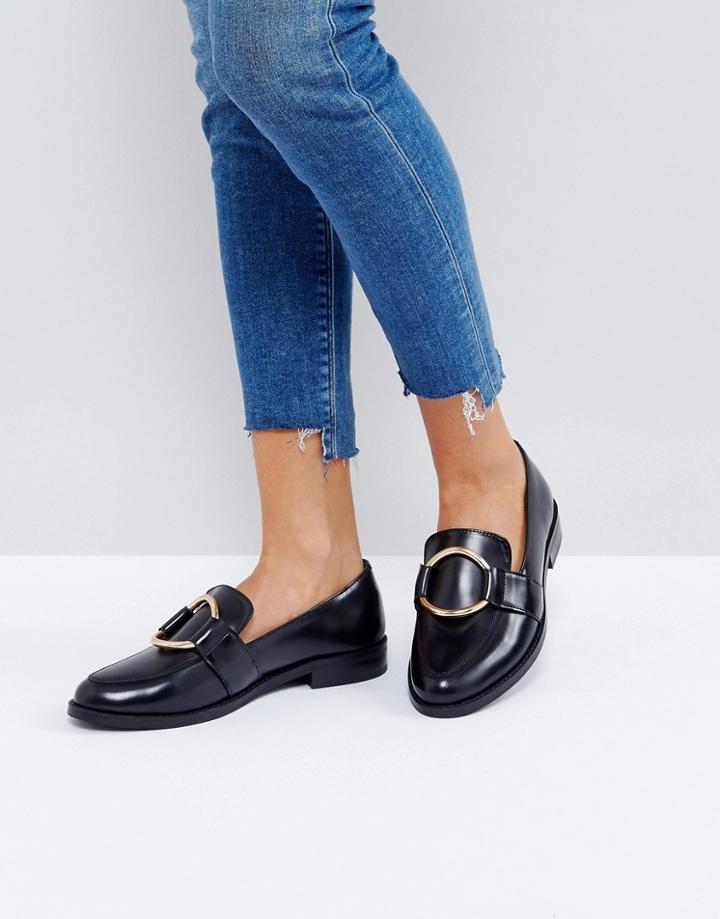 Asos Magenta Leather Loafers - Black