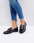 Asos Magenta Leather Loafers - Black