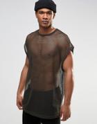 Asos Super Oversized T-shirt In Mesh - Black Ink