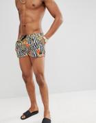 Jaded London Zebra Baroque Sim Shorts - Black