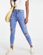 New Look Ripped Skinny Disco Jean In Blue