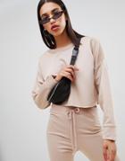 Boohoo Oversized Boxy Sweat Top In Nude - Pink
