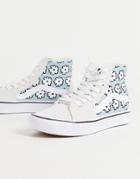 Vans Comfycush Sk8-hi Mixed Cozy Sneakers In Off White/blue