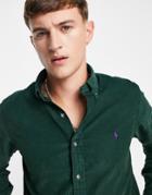 Polo Ralph Lauren Icon Logo Slim Fit Fine Cord Shirt Buttondown In Green