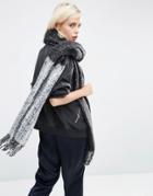 Asos Oversized Long Woven Scarf In Color Block Boucle - Multi
