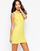 New Look Lace Body-conscious Dress - Yellow