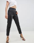 Liquor N Poker Exposed Zip Straight Leg Jean With Gold Hardware - Black