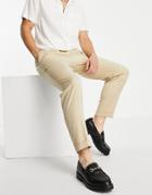 Topman Smart Tapered Pants With Turn Up In Ecru-white