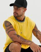Asos Design Oversized Sleeveless T-shirt With Contrast Tipping In Yellow - Yellow