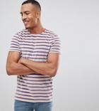 Asos Design Tall Velour Stripe T-shirt-white