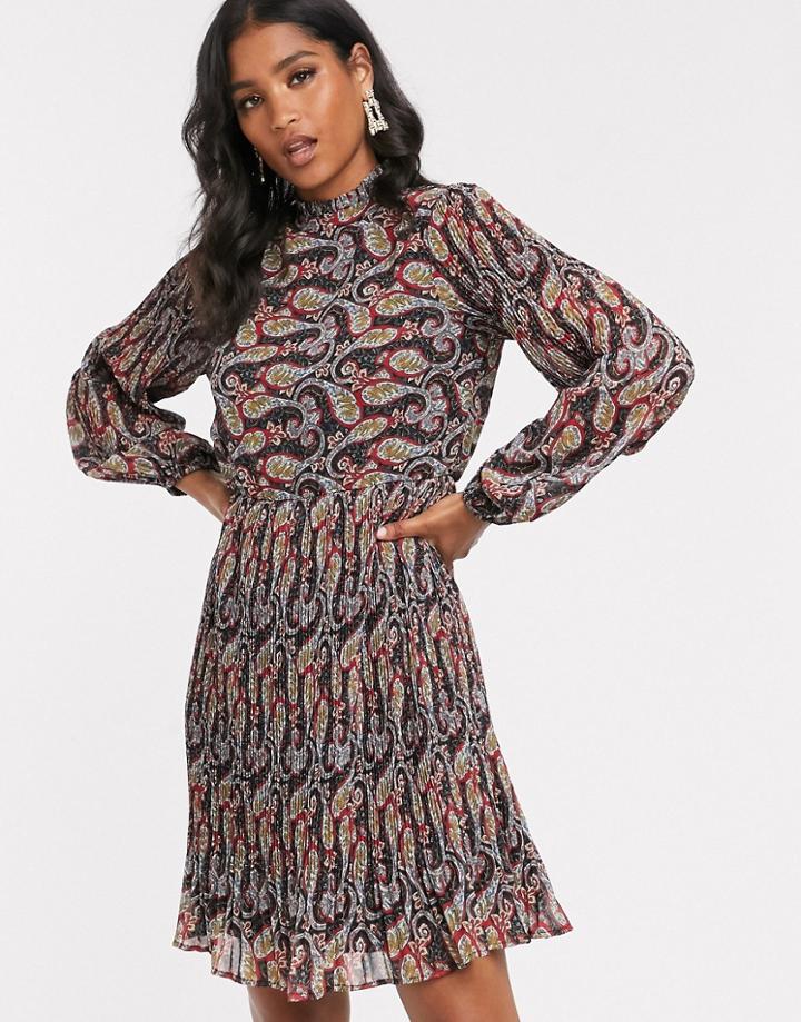 Y.a.s High Neck Paisley Mini Dress-multi