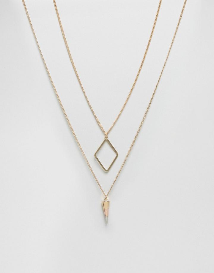 Asos Geometric Necklace Pack In Mixed Metal Finish - Gold