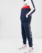 Penn Sport Joggers In Navy With Logo Side Stripe - Navy