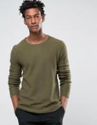 Troy Textured Sweater With Crew Neck - Green