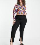 New Look Curve Slit Hem Leggings In Black