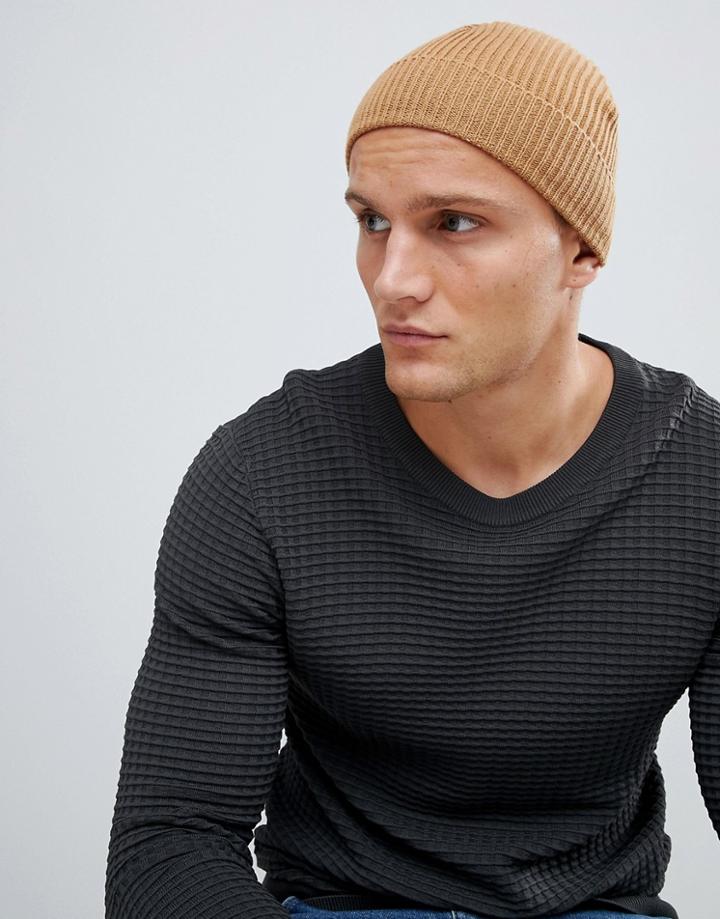 Jack & Jones Ribbed Beanie - Tan