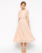 Asos Lace Crop Top Midi Prom Dress - Pink