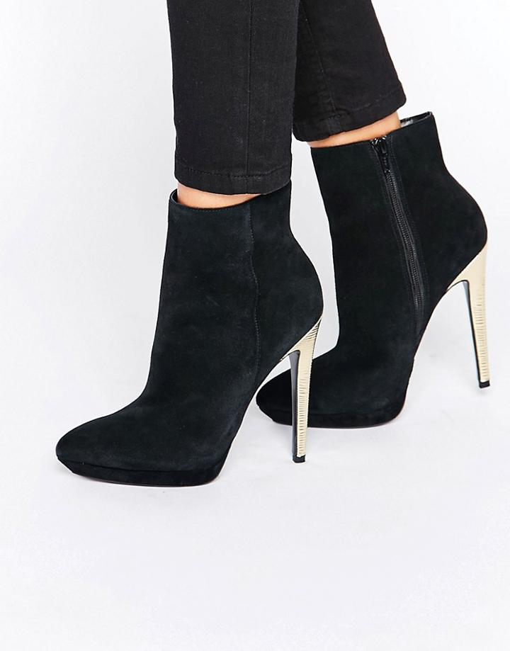 Faith Solo Felix Gold Heeled Ankle Boots - Black
