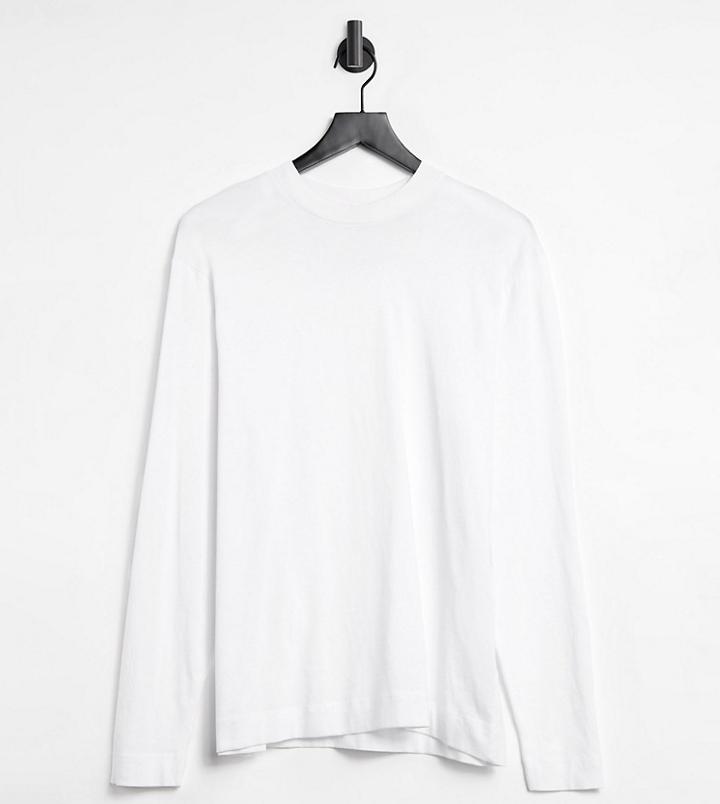 Collusion Unisex Long Sleeve Organic Cotton T-shirt In White