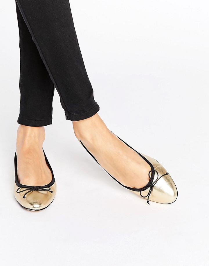 Mango Gold Ballet Pump - Gold