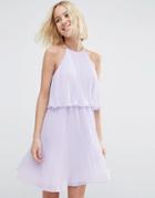 Asos Pleated Double Layer Mini Dress - Lilac