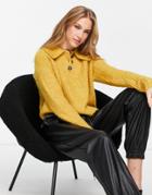 Vero Moda Button Front Sweater In Mustard-yellow