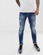 Blend Echo Tapered Fit Jean In Mid Blue Wash - Blue