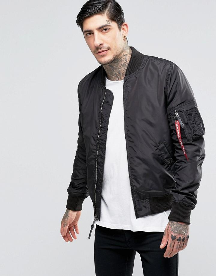 Alpha Industries Ma-1 Bomber Jacket Slim Fit In Black - Black