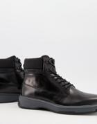 Calvin Klein Phyfe Lace Up Boots In Black Leather