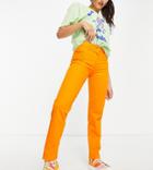 Collusion New Mid Rise Fit Slim Jeans In Orange