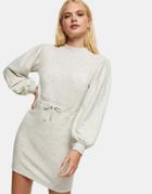 Topshop Sweatshirt Mini Dress In Oatmeal-white