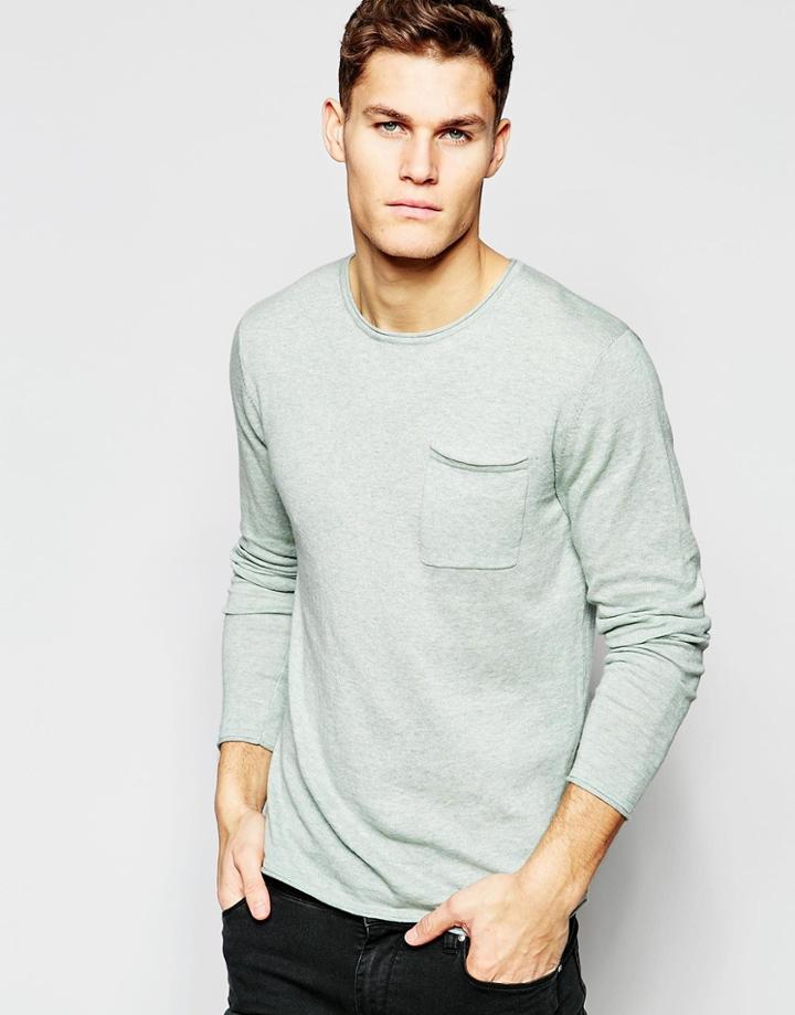 Asos Sweater In Linen Mix Yarn - Mint