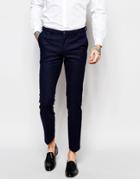 Noak Suit Pants With Lux Tonal Print In Super Skinny Fit - Navy