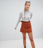 Monki Denim Mini Skirt With Organic Cotton In Brown - Brown